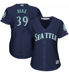 Women's Majestic Seattle Mariners #39 Edwin Diaz Authentic Navy Blue Alternate 2 Cool Base MLB Jersey