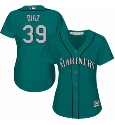 Women's Majestic Seattle Mariners #39 Edwin Diaz Authentic Teal Green Alternate Cool Base MLB Jersey