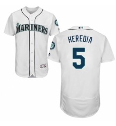Men's Majestic Seattle Mariners #5 Guillermo Heredia White Home Flex Base Authentic Collection MLB Jersey