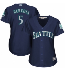 Women's Majestic Seattle Mariners #5 Guillermo Heredia Authentic Navy Blue Alternate 2 Cool Base MLB Jersey