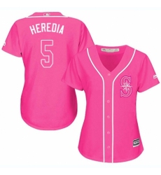 Women's Majestic Seattle Mariners #5 Guillermo Heredia Authentic Pink Fashion Cool Base MLB Jersey