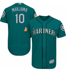 Men's Majestic Seattle Mariners #10 Mike Marjama Teal Green Alternate Flex Base Authentic Collection MLB Jersey