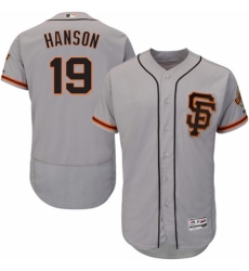 Men's Majestic San Francisco Giants #19 Alen Hanson Grey Alternate Flex Base Authentic Collection MLB Jersey