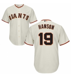 Men's Majestic San Francisco Giants #19 Alen Hanson Replica Cream Home Cool Base MLB Jersey