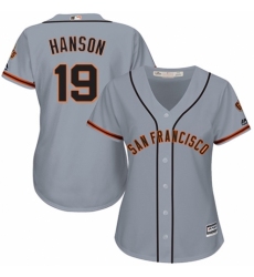 Women's Majestic San Francisco Giants #19 Alen Hanson Authentic Grey Road Cool Base MLB Jersey