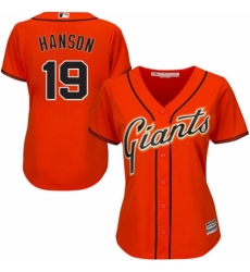 Women's Majestic San Francisco Giants #19 Alen Hanson Replica Orange Alternate Cool Base MLB Jersey