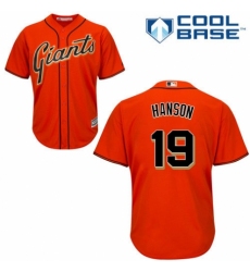 Youth Majestic San Francisco Giants #19 Alen Hanson Authentic Orange Alternate Cool Base MLB Jersey