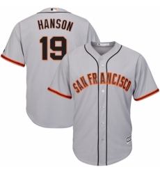 Youth Majestic San Francisco Giants #19 Alen Hanson Replica Grey Road Cool Base MLB Jersey