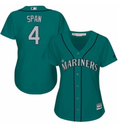 Women's Majestic Seattle Mariners #4 Denard Span Authentic Teal Green Alternate Cool Base MLB Jersey