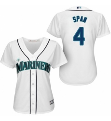 Women's Majestic Seattle Mariners #4 Denard Span Authentic White Home Cool Base MLB Jersey