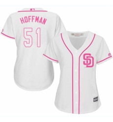 Women's Majestic San Diego Padres #51 Trevor Hoffman Replica White Fashion Cool Base MLB Jersey