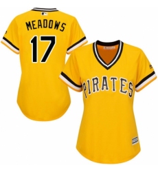 Women's Majestic Pittsburgh Pirates #17 Austin Meadows Replica Gold Alternate Cool Base MLB Jersey