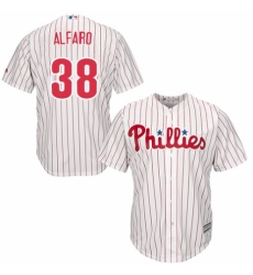 Men's Majestic Philadelphia Phillies #38 Jorge Alfaro Replica White/Red Strip Home Cool Base MLB Jersey