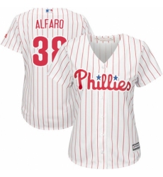 Women's Majestic Philadelphia Phillies #38 Jorge Alfaro Authentic White/Red Strip Home Cool Base MLB Jersey
