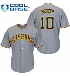 Men's Majestic Pittsburgh Pirates #10 Jordy Mercer Replica Grey Road Cool Base MLB Jersey