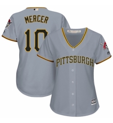 Women's Majestic Pittsburgh Pirates #10 Jordy Mercer Authentic Grey Road Cool Base MLB Jersey
