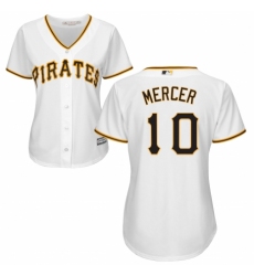 Women's Majestic Pittsburgh Pirates #10 Jordy Mercer Authentic White Home Cool Base MLB Jersey