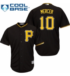 Youth Majestic Pittsburgh Pirates #10 Jordy Mercer Replica Black Alternate Cool Base MLB Jersey