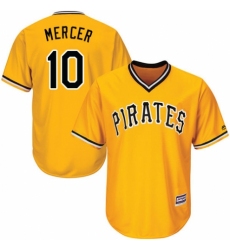 Youth Majestic Pittsburgh Pirates #10 Jordy Mercer Replica Gold Alternate Cool Base MLB Jersey