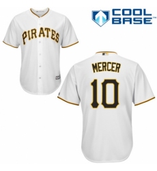 Youth Majestic Pittsburgh Pirates #10 Jordy Mercer Replica White Home Cool Base MLB Jersey