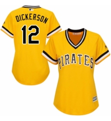 Women's Majestic Pittsburgh Pirates #12 Corey Dickerson Authentic Gold Alternate Cool Base MLB Jersey