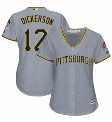 Women's Majestic Pittsburgh Pirates #12 Corey Dickerson Authentic Grey Road Cool Base MLB Jersey