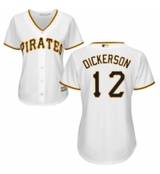 Women's Majestic Pittsburgh Pirates #12 Corey Dickerson Replica White Home Cool Base MLB Jersey