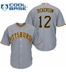 Youth Majestic Pittsburgh Pirates #12 Corey Dickerson Replica Grey Road Cool Base MLB Jersey