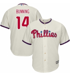 Men's Majestic Philadelphia Phillies #14 Jim Bunning Replica Cream Alternate Cool Base MLB Jersey
