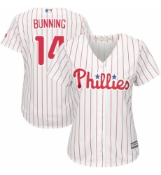 Women's Majestic Philadelphia Phillies #14 Jim Bunning Replica White/Red Strip Home Cool Base MLB Jersey