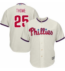 Men's Majestic Philadelphia Phillies #25 Jim Thome Replica Cream Alternate Cool Base MLB Jersey