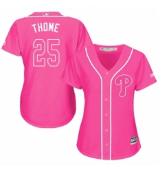 Women's Majestic Philadelphia Phillies #25 Jim Thome Authentic Pink Fashion Cool Base MLB Jersey