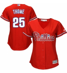 Women's Majestic Philadelphia Phillies #25 Jim Thome Replica Red Alternate Cool Base MLB Jersey