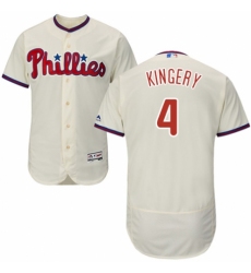 Men's Majestic Philadelphia Phillies #4 Scott Kingery Cream Alternate Flex Base Authentic Collection MLB Jersey
