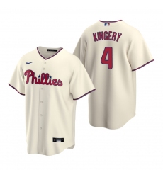 Men's Nike Philadelphia Phillies #4 Scott Kingery Cream Alternate Stitched Baseball Jersey