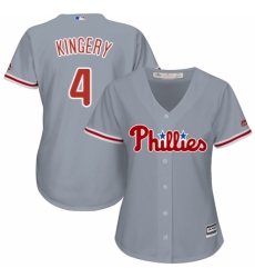 Women's Majestic Philadelphia Phillies #4 Scott Kingery Authentic Grey Road Cool Base MLB Jersey