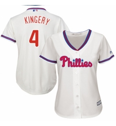 Women's Majestic Philadelphia Phillies #4 Scott Kingery Replica Cream Alternate Cool Base MLB Jersey