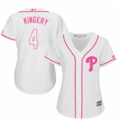 Women's Majestic Philadelphia Phillies #4 Scott Kingery Replica White Fashion Cool Base MLB Jersey