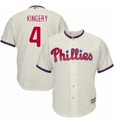 Youth Majestic Philadelphia Phillies #4 Scott Kingery Authentic Cream Alternate Cool Base MLB Jersey