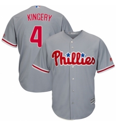 Youth Majestic Philadelphia Phillies #4 Scott Kingery Authentic Grey Road Cool Base MLB Jersey