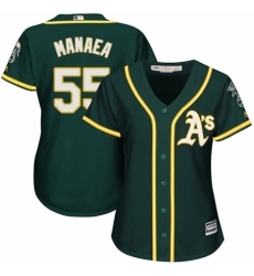 Women's Majestic Oakland Athletics #55 Sean Manaea Authentic Green Alternate 1 Cool Base MLB Jersey