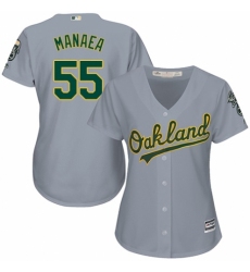 Women's Majestic Oakland Athletics #55 Sean Manaea Authentic Grey Road Cool Base MLB Jersey