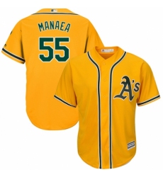 Youth Majestic Oakland Athletics #55 Sean Manaea Authentic Gold Alternate 2 Cool Base MLB Jersey