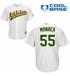Youth Majestic Oakland Athletics #55 Sean Manaea Authentic White Home Cool Base MLB Jersey
