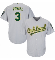 Men's Majestic Oakland Athletics #3 Boog Powell Replica Grey Road Cool Base MLB Jersey