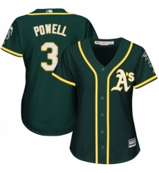 Women's Majestic Oakland Athletics #3 Boog Powell Authentic Green Alternate 1 Cool Base MLB Jersey