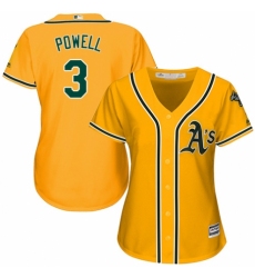 Women's Majestic Oakland Athletics #3 Boog Powell Replica Gold Alternate 2 Cool Base MLB Jersey