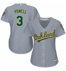 Women's Majestic Oakland Athletics #3 Boog Powell Replica Grey Road Cool Base MLB Jersey