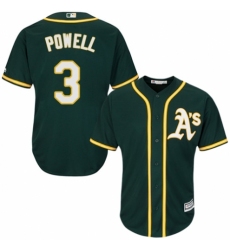 Youth Majestic Oakland Athletics #3 Boog Powell Authentic Green Alternate 1 Cool Base MLB Jersey