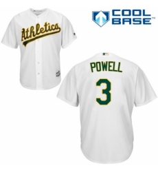 Youth Majestic Oakland Athletics #3 Boog Powell Authentic White Home Cool Base MLB Jersey